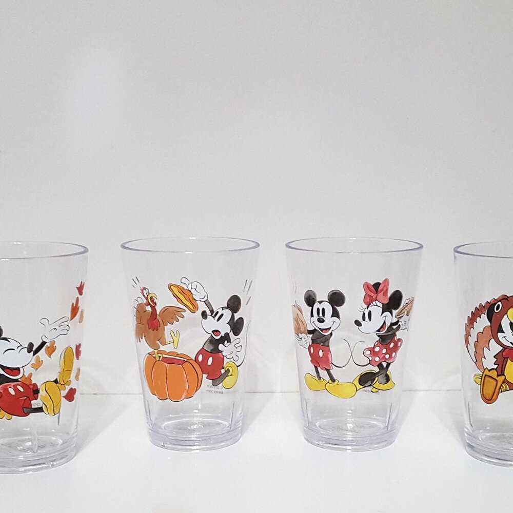 NEW Pottery Barn Kids Set of 4 Mickey Mouse Thanksgiving Tumblers